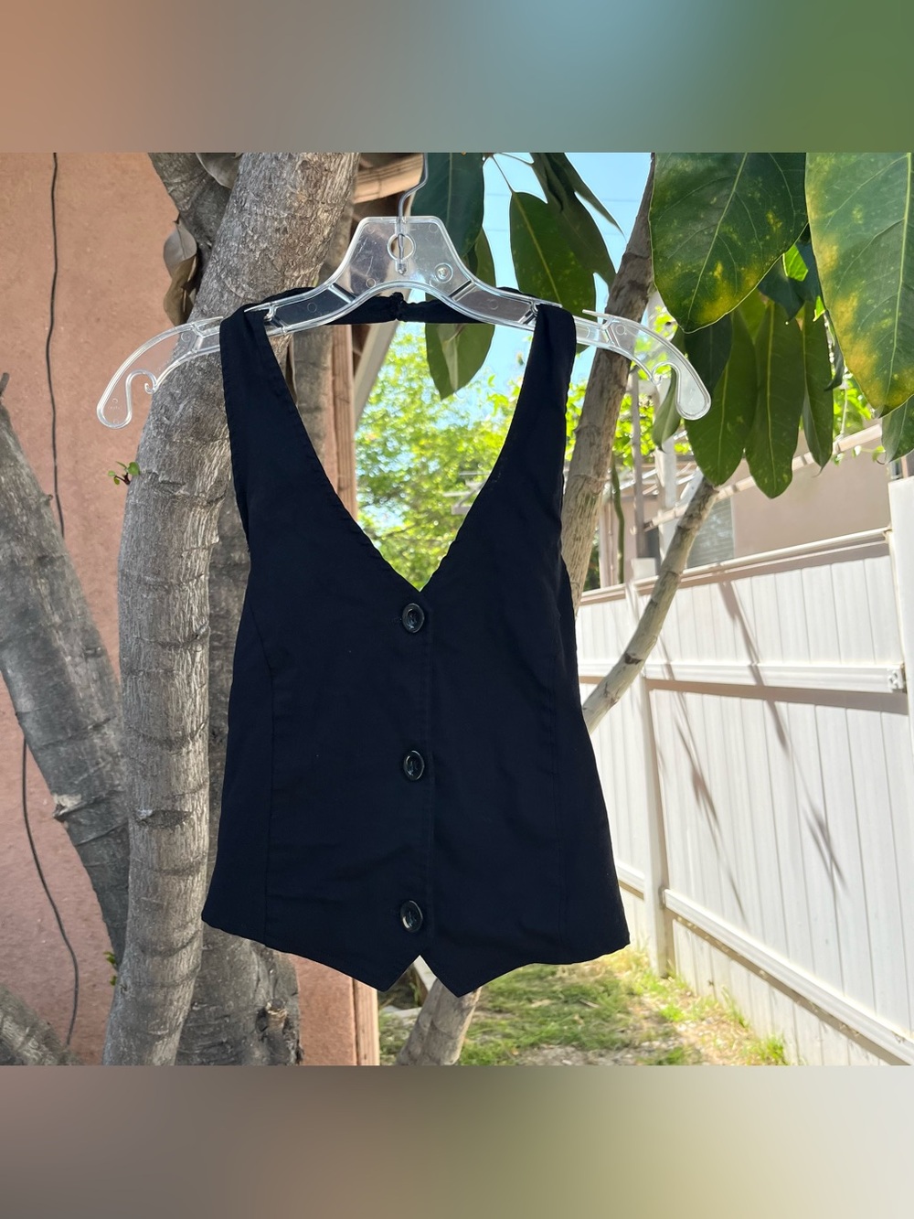 Vintage 90s B.E Casuals U.S.A. Black Halter Vest Top .